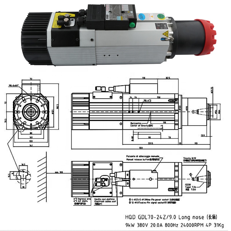 Proveedores HQD 9kw 220v 380v  - Spindle Motor reseña y precio